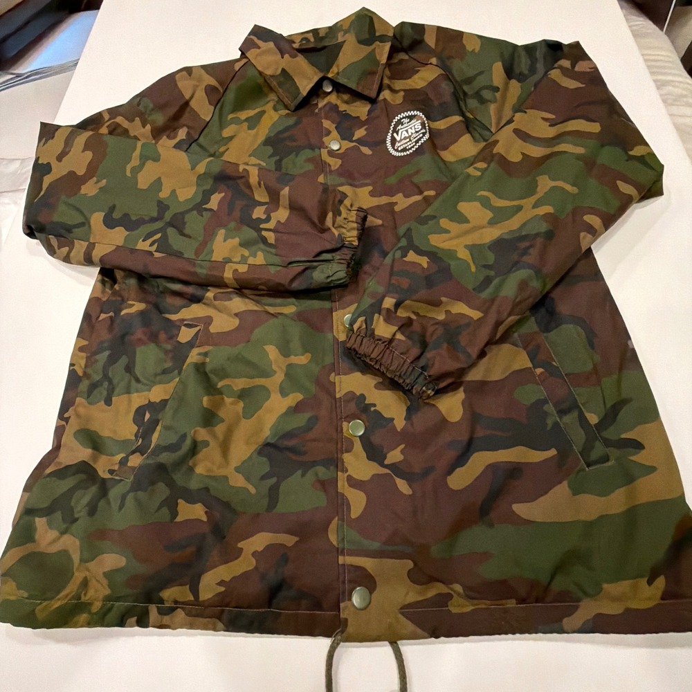 Vans Camo Coaches Jacket Men's XL Woodland Skate Streetwear Windbreaker